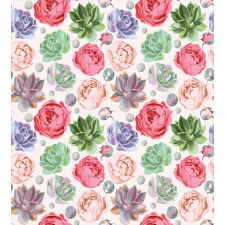 Peony Roses and Cactus Duvet Cover Set