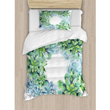 Watercolor Cactus Wreath Duvet Cover Set