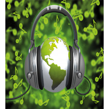 Headphones Music Globe Duvet Cover Set