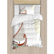 Ornate Greek Ship Duvet Cover Set