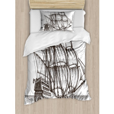 Retro Ship on Water Duvet Cover Set