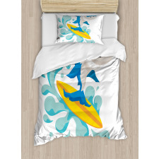 Funny Shark Surf Duvet Cover Set