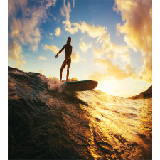 Sunset Surf Woman Duvet Cover Set