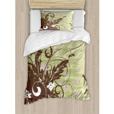 Retro Flower Grunge Duvet Cover Set