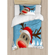 Reindeer Rudolph Hat Duvet Cover Set