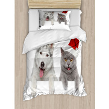 Animals Red Hats Duvet Cover Set