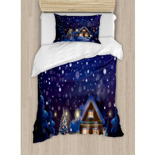 Winter Night House Duvet Cover Set