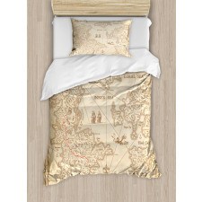 Grunge Treasure Map Duvet Cover Set