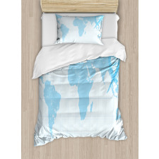 Old Compass Blue Grunge Duvet Cover Set