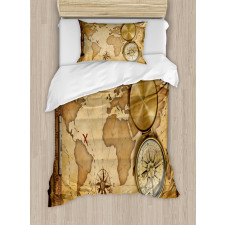 Aged Antique Treasure Map Duvet Cover Set