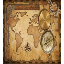 Aged Antique Treasure Map Duvet Cover Set