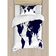 Vivid Indigo World Graphic Duvet Cover Set