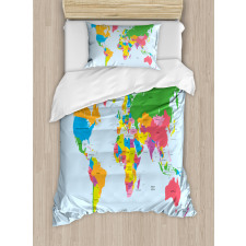 Colorful Political World Duvet Cover Set