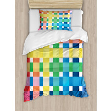 Rainbow Squares Art Duvet Cover Set