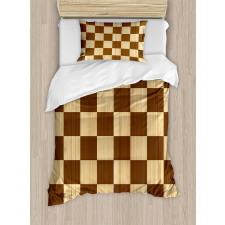 Checkerboard Wooden Duvet Cover Set