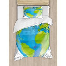 Vibrant Globe Heart Shape Duvet Cover Set
