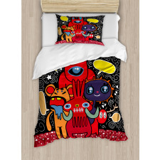 Monster Funny Characters Duvet Cover Set