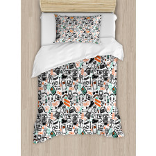 Hipster Fashion Sketch Duvet Cover Set