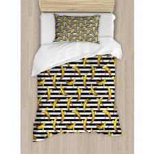 Stripes Tropical Bananas Duvet Cover Set