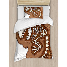 T-Rex Fossil in Ground Duvet Cover Set