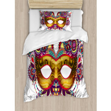 Ornate Yellow Mask Duvet Cover Set