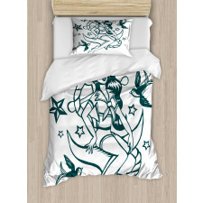 Pin-up Girl Sailor Suit Duvet Cover Set