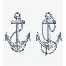 Vintage Sketch of Anchor Duvet Cover Set