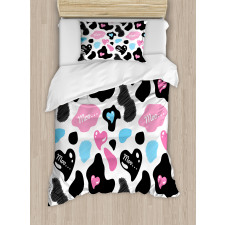 Cow Hide Heart Duvet Cover Set