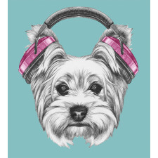 Headphones Music Dog Duvet Cover Set