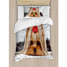 Lying Dog Ribbon Love Duvet Cover Set