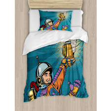 Astronaut Holds Beer Duvet Cover Set