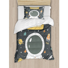 Cosmic Doodle Rocket Duvet Cover Set