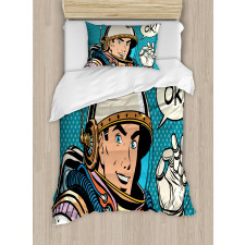 Space Man Gesturing Duvet Cover Set