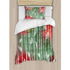 Doodle Leaves Exotic Duvet Cover Set