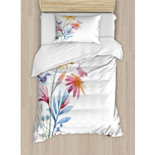 Flower Brush Effect Duvet Cover Set