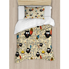 Hungry Owls Eating Duvet Cover Set