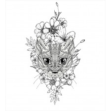 Hand Drawn Cat Image Duvet Cover Set
