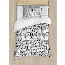 Dogs and Cat Composition Duvet Cover Set