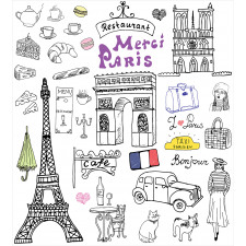 Eiffel Tower Beret Taxi Duvet Cover Set