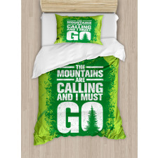 Grungy Mountains Text Duvet Cover Set