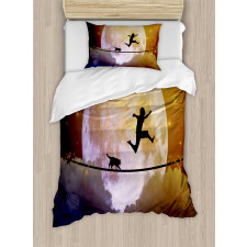 Boy and Cat on Rope Duvet Cover Set
