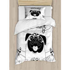 Black and White Dog Duvet Cover Set