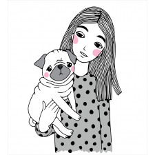 Girl Holding Her Pug Love Duvet Cover Set