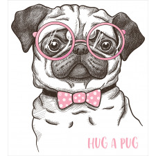 Pug with Bow Glasses Duvet Cover Set