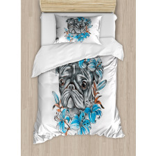 Fun Dog with Flowers Duvet Cover Set