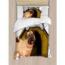 Dog House Cartoon Style Duvet Cover Set