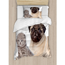 Young Puppy and Kitten Duvet Cover Set