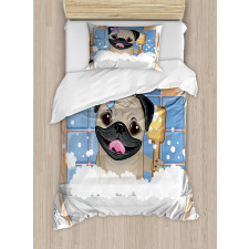 Dog Bath Caricature Funny Duvet Cover Set