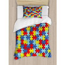 Colorful Puzzle Pieces Duvet Cover Set