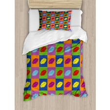 Vibrant Pop Art Kisses Duvet Cover Set